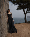 Load image into Gallery viewer, Black Formal Evening Dress with Refined Full Length Silhouette for Reception and Gala