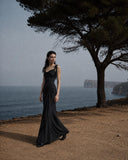 Load image into Gallery viewer, Black Formal Evening Dress with Refined Full Length Silhouette for Reception and Gala