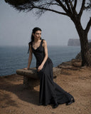 Load image into Gallery viewer, Black Formal Evening Dress with Refined Full Length Silhouette for Reception and Gala