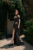 Load image into Gallery viewer, Black Statement Bridal Dress with Dramatic Full Length Wedding Silhouette