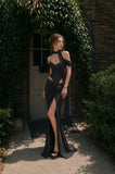 Load image into Gallery viewer, Black Statement Bridal Dress with Dramatic Full Length Wedding Silhouette