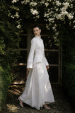 Load image into Gallery viewer, White Statement Wedding Dress with Flowing Skirt and Refined Bridal Silhouette