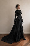 Load image into Gallery viewer, Black Gothic Wedding Dress with Elegant Train, Dark Romantic Bridal Gown