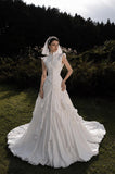 Load image into Gallery viewer, Ivory Bridal Gown with Flowing Train, Elegant Wedding Dress for Formal Ceremony