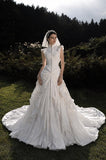 Load image into Gallery viewer, Ivory Bridal Gown with Flowing Train, Elegant Wedding Dress for Formal Ceremony