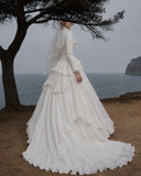 Load image into Gallery viewer, White Statement Wedding Dress with Flowing Skirt and Refined Bridal Silhouette