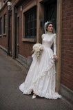 Load image into Gallery viewer, White Statement Wedding Dress with Flowing Skirt and Refined Bridal Silhouette