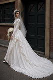 Load image into Gallery viewer, White Statement Wedding Dress with Flowing Skirt and Refined Bridal Silhouette