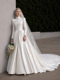 Load image into Gallery viewer, White Formal Bridal Dress with Elegant Train, Romantic Wedding Gown