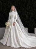 Load image into Gallery viewer, White Formal Bridal Dress with Elegant Train, Romantic Wedding Gown