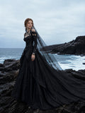 Load image into Gallery viewer, Black Statement Bridal Dress with Dramatic Full Length Wedding Silhouette