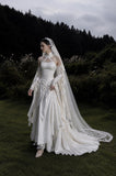 Load image into Gallery viewer, White Statement Wedding Dress with Flowing Skirt and Refined Bridal Silhouette