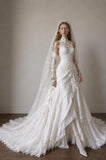 Load image into Gallery viewer, Ivory Wedding Gown with Graceful Full Length Silhouette and Dramatic Bridal Train