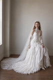 Load image into Gallery viewer, Ivory Wedding Gown with Graceful Full Length Silhouette and Dramatic Bridal Train