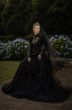 Load image into Gallery viewer, Black Statement Bridal Dress with Dramatic Full Length Wedding Silhouette