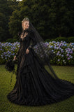 Load image into Gallery viewer, Black Statement Bridal Dress with Dramatic Full Length Wedding Silhouette