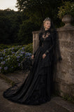 Load image into Gallery viewer, Black Statement Bridal Dress with Dramatic Full Length Wedding Silhouette