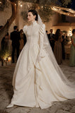 Load image into Gallery viewer, Ivory Formal Bridal Dress with Elegant Train, Romantic Wedding Gown