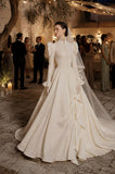 Load image into Gallery viewer, Ivory Formal Bridal Dress with Elegant Train, Romantic Wedding Gown