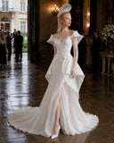 Load image into Gallery viewer, Ivory Statement Wedding Dress with Flowing Skirt and Refined Bridal Silhouette
