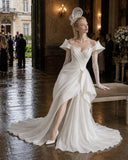 Load image into Gallery viewer, Ivory Statement Wedding Dress with Flowing Skirt and Refined Bridal Silhouette