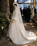 Load image into Gallery viewer, Ivory Formal Bridal Dress with Elegant Train, Romantic Wedding Gown