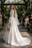 Load image into Gallery viewer, Ivory Wedding Gown with Graceful Full Length Silhouette and Dramatic Bridal Train
