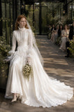 Load image into Gallery viewer, Ivory Wedding Gown with Graceful Full Length Silhouette and Dramatic Bridal Train