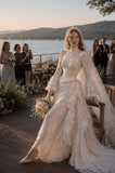Load image into Gallery viewer, Ivory Formal Bridal Dress with Elegant Train, Romantic Wedding Gown