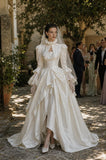 Load image into Gallery viewer, Ivory Statement Wedding Dress with Flowing Skirt and Refined Bridal Silhouette