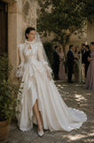 Load image into Gallery viewer, Ivory Statement Wedding Dress with Flowing Skirt and Refined Bridal Silhouette
