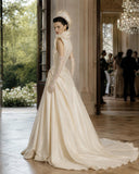 Load image into Gallery viewer, Ivory Bridal Gown with Flowing Train, Elegant Wedding Dress for Formal Ceremony