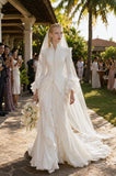 Load image into Gallery viewer, Ivory Wedding Gown with Graceful Full Length Silhouette and Dramatic Bridal Train
