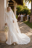 Load image into Gallery viewer, Ivory Wedding Gown with Graceful Full Length Silhouette and Dramatic Bridal Train