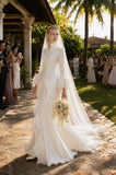 Load image into Gallery viewer, Ivory Wedding Gown with Graceful Full Length Silhouette and Dramatic Bridal Train