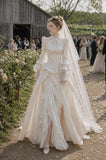 Load image into Gallery viewer, Ivory Formal Bridal Dress with Elegant Train, Romantic Wedding Gown