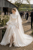 Load image into Gallery viewer, Ivory Formal Bridal Dress with Elegant Train, Romantic Wedding Gown