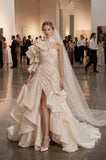 Load image into Gallery viewer, Ivory Wedding Gown with Graceful Full Length Silhouette and Dramatic Bridal Train
