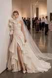 Load image into Gallery viewer, Ivory Wedding Gown with Graceful Full Length Silhouette and Dramatic Bridal Train