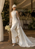 Load image into Gallery viewer, Ivory Formal Bridal Dress with Elegant Train, Romantic Wedding Gown
