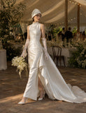Load image into Gallery viewer, Ivory Formal Bridal Dress with Elegant Train, Romantic Wedding Gown