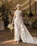 Load image into Gallery viewer, Ivory Formal Bridal Dress with Elegant Train, Romantic Wedding Gown