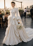 Load image into Gallery viewer, Ivory Statement Wedding Dress with Flowing Skirt and Refined Bridal Silhouette