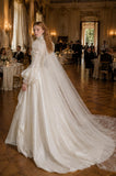 Load image into Gallery viewer, Ivory Wedding Gown with Graceful Full Length Silhouette and Dramatic Bridal Train