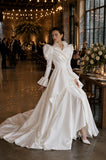 Load image into Gallery viewer, White Formal Bridal Dress with Elegant Train, Romantic Wedding Gown