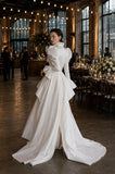 Load image into Gallery viewer, White Formal Bridal Dress with Elegant Train, Romantic Wedding Gown