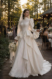 Load image into Gallery viewer, Ivory Statement Wedding Dress with Flowing Skirt and Refined Bridal Silhouette
