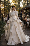 Load image into Gallery viewer, Ivory Statement Wedding Dress with Flowing Skirt and Refined Bridal Silhouette