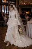 Load image into Gallery viewer, Ivory Bridal Gown with Flowing Train, Elegant Wedding Dress for Formal Ceremony