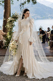 Load image into Gallery viewer, White Formal Bridal Dress with Elegant Train, Romantic Wedding Gown